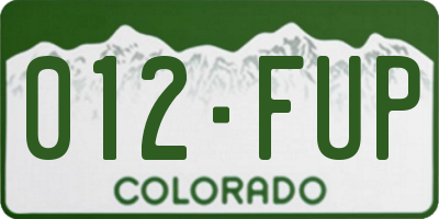 CO license plate 012FUP