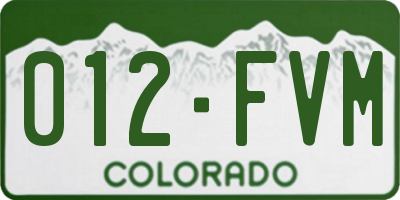 CO license plate 012FVM