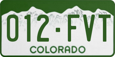 CO license plate 012FVT