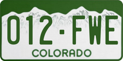 CO license plate 012FWE