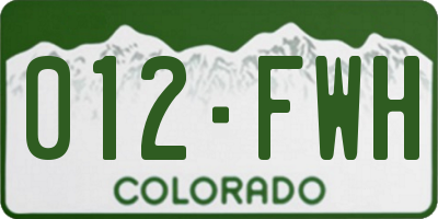 CO license plate 012FWH