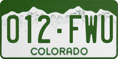 CO license plate 012FWU