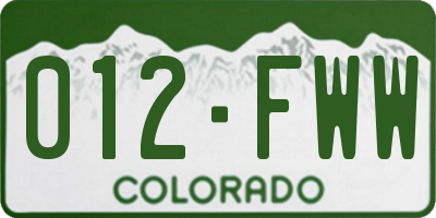 CO license plate 012FWW