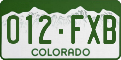 CO license plate 012FXB