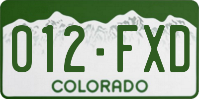 CO license plate 012FXD