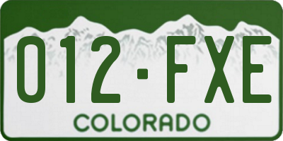 CO license plate 012FXE