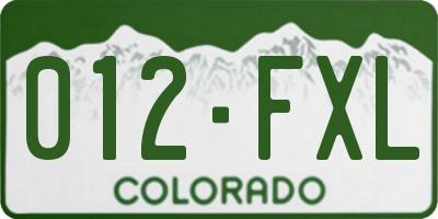 CO license plate 012FXL