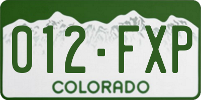 CO license plate 012FXP