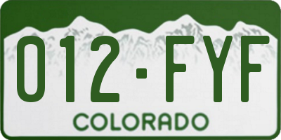 CO license plate 012FYF