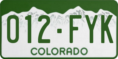 CO license plate 012FYK