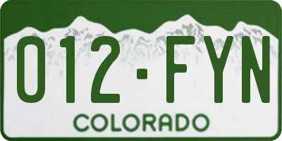 CO license plate 012FYN