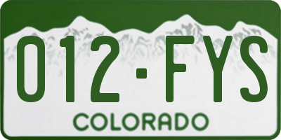 CO license plate 012FYS
