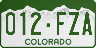 CO license plate 012FZA