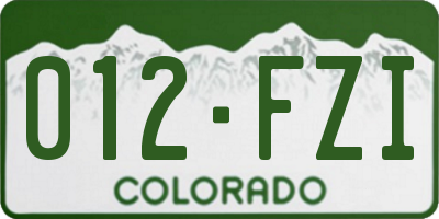 CO license plate 012FZI