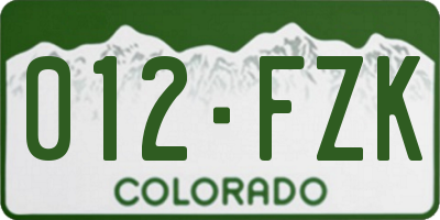 CO license plate 012FZK