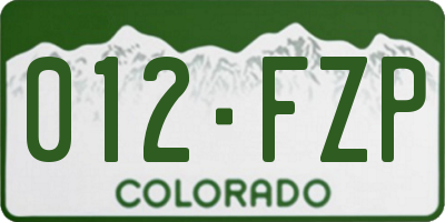 CO license plate 012FZP
