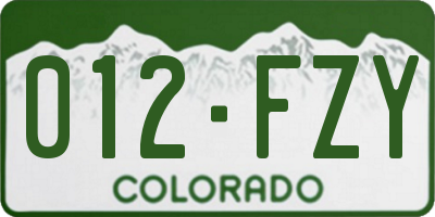 CO license plate 012FZY