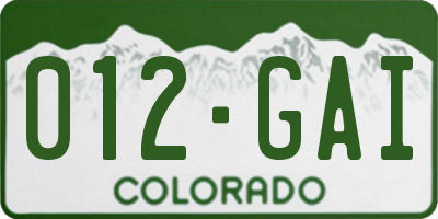 CO license plate 012GAI