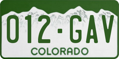 CO license plate 012GAV
