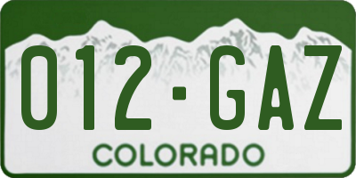 CO license plate 012GAZ