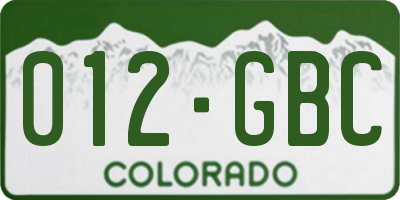 CO license plate 012GBC