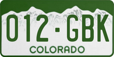 CO license plate 012GBK