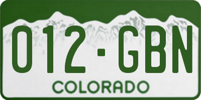 CO license plate 012GBN