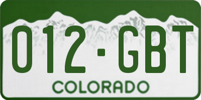 CO license plate 012GBT