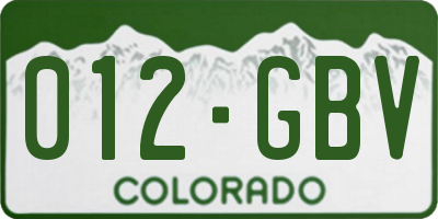 CO license plate 012GBV