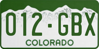CO license plate 012GBX