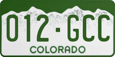 CO license plate 012GCC