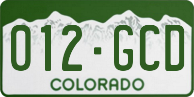 CO license plate 012GCD