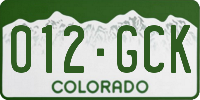 CO license plate 012GCK