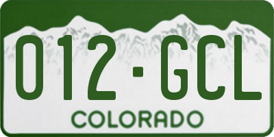 CO license plate 012GCL