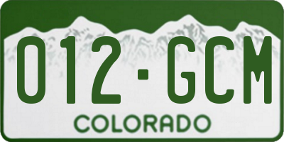 CO license plate 012GCM