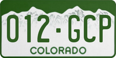 CO license plate 012GCP