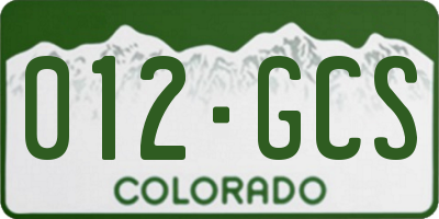 CO license plate 012GCS