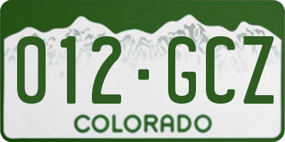 CO license plate 012GCZ