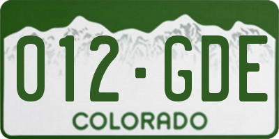 CO license plate 012GDE