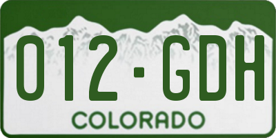 CO license plate 012GDH