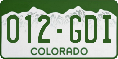 CO license plate 012GDI