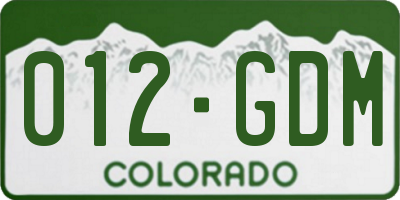 CO license plate 012GDM