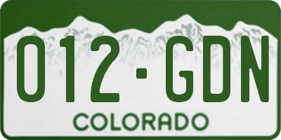 CO license plate 012GDN