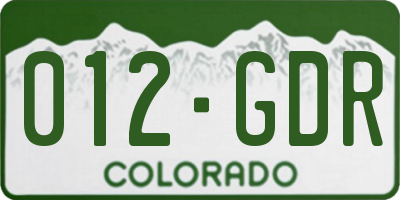 CO license plate 012GDR