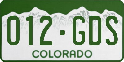 CO license plate 012GDS
