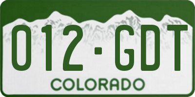 CO license plate 012GDT
