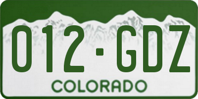 CO license plate 012GDZ