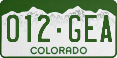 CO license plate 012GEA