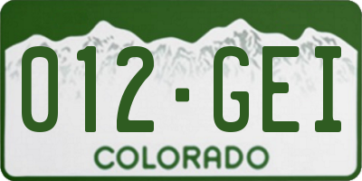 CO license plate 012GEI