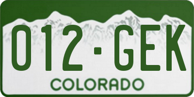 CO license plate 012GEK